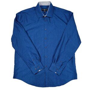 Society of Threads Slim L 16-16 1/2 Men Shirt Floral Contrast Cuff Office Busine